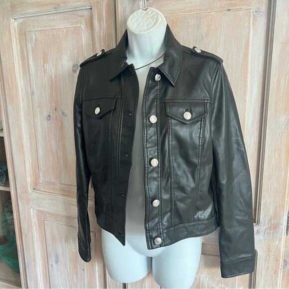 Calvin Klein Vegan Faux Leather Moto Jacket NEW Women’s XS - Picture 2 of 9